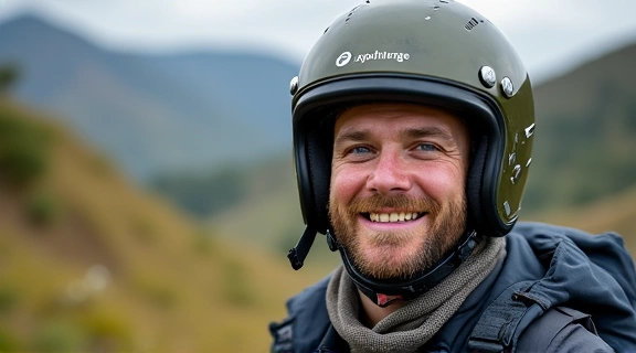 Gros plan sur un streamer portant un casque et souriant à la caméra.