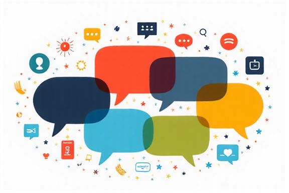 Illustration abstraite de bulles de dialogue et icônes de communication